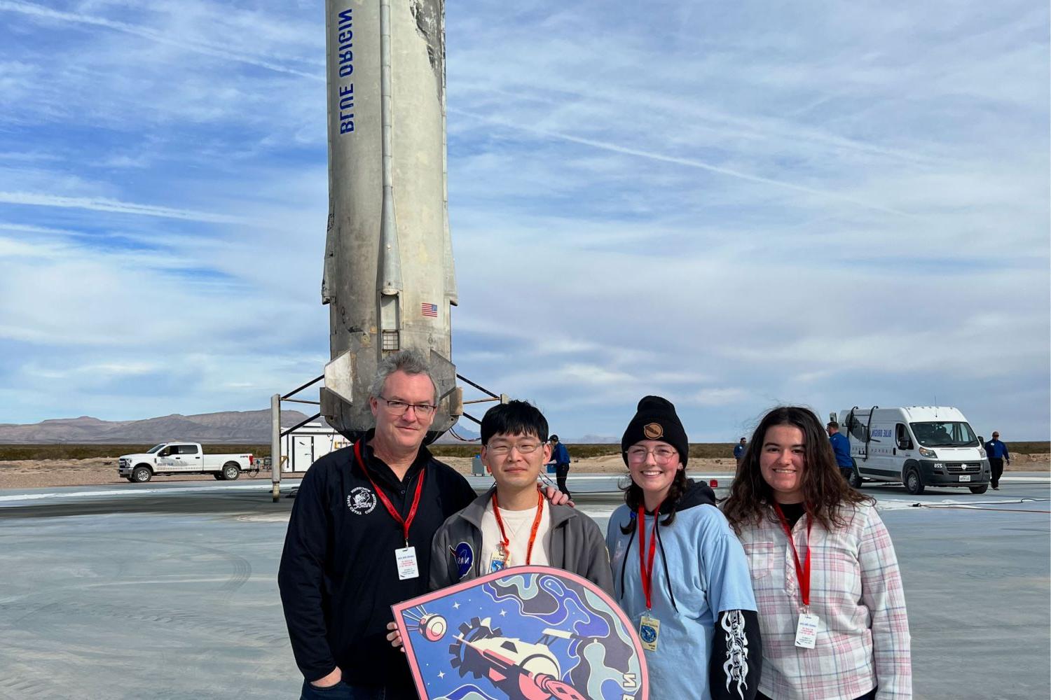 The Carthage Propellant Refueling and On-orbit Transfer (PROTO) experiment team at the booster landing pad of the Blue Origin's New Shepa...